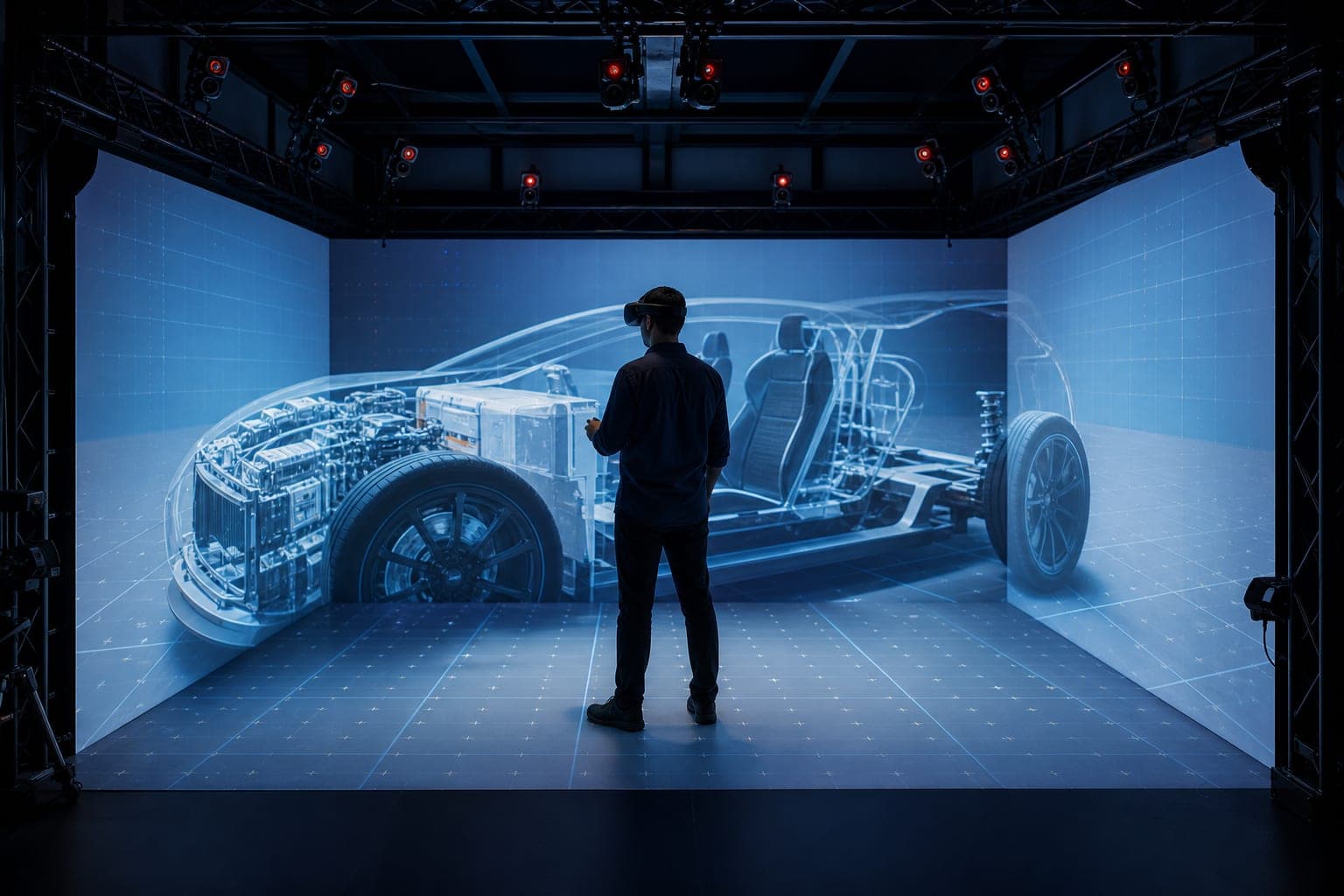 Optische Tracking-Kameras in einer CAVE Extended-Reality-Umgebung