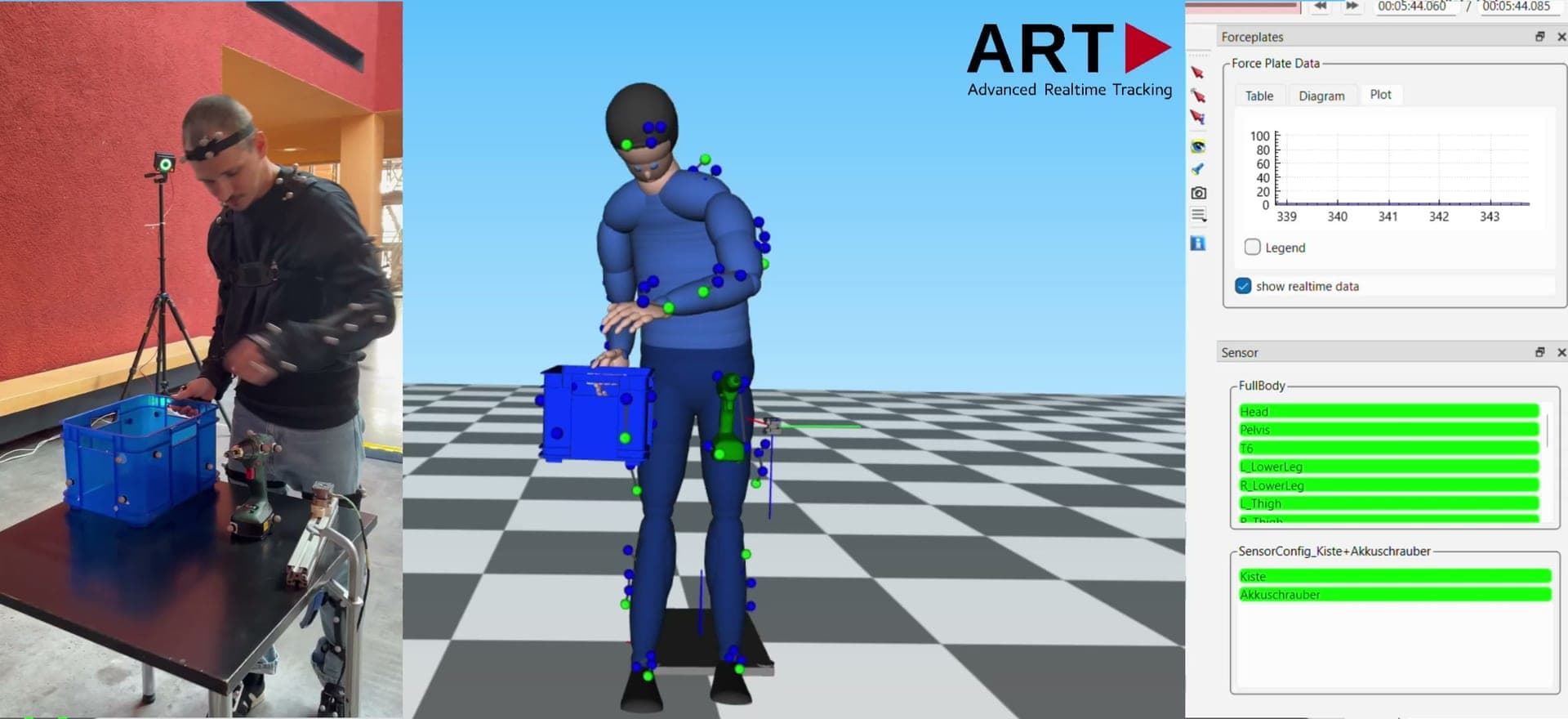 Motion capture for physical AI — Dynamicus setup with force plates and humanoid robotics (ICM Chemnitz)