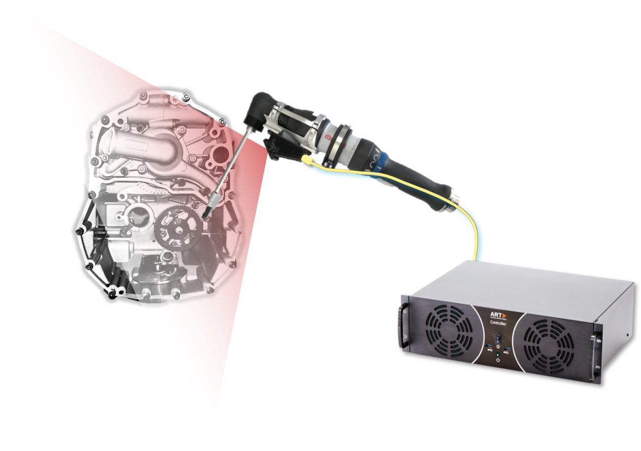 VERPOSE-System mit Werkzeugkamera, Bauteil und Controller